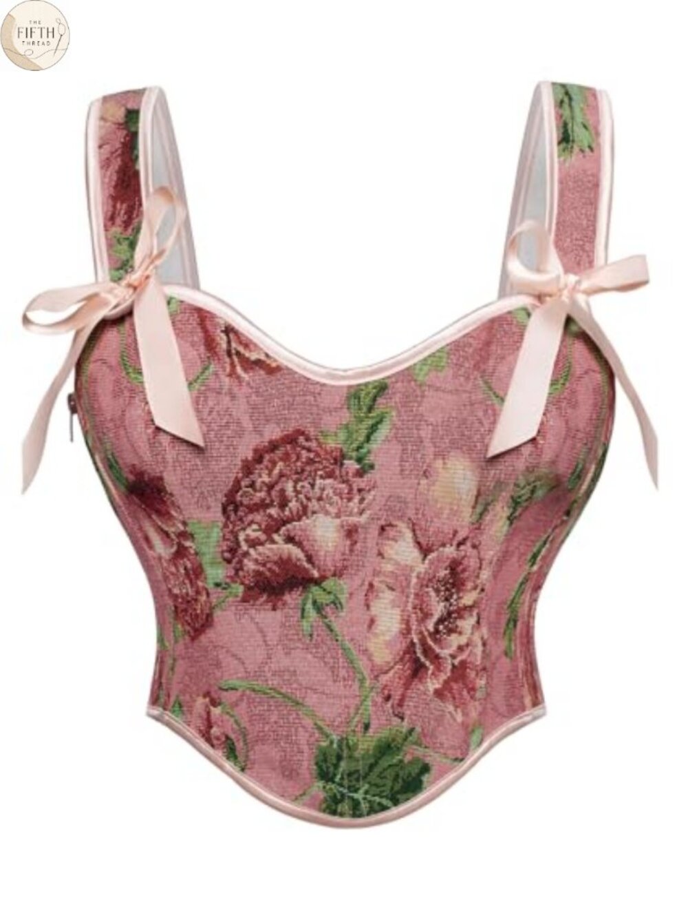 Floral Fishbone Corset Top Sweetheart Neckline Bustier